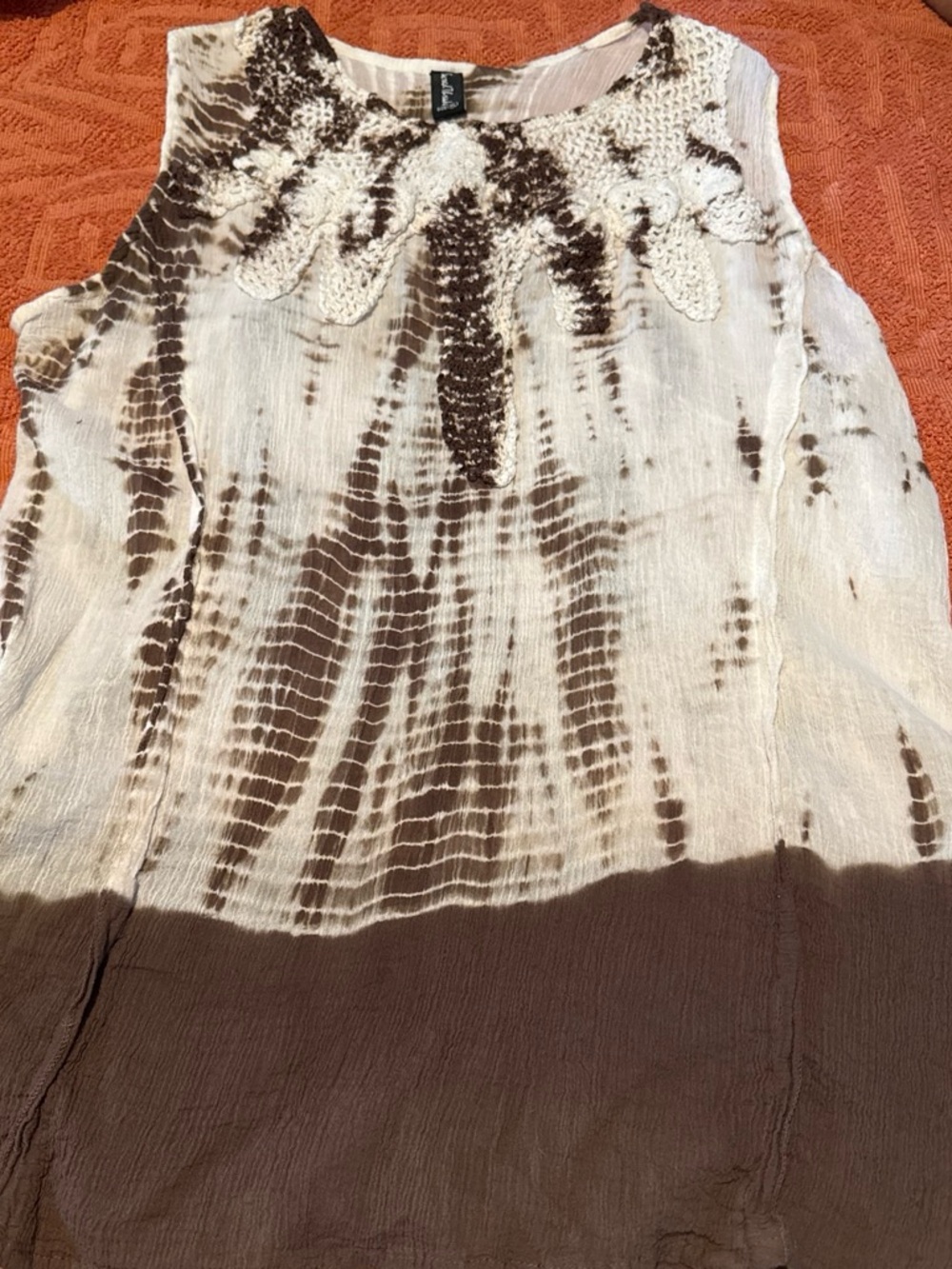 Sacred Threads Brown and Cream Textured Top